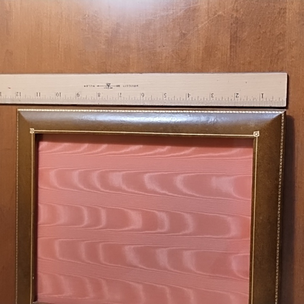 Vintage Leather Frame 8x10 Picture Brown Gold Embossing From Desk Blotter Set - Picture 6 of 10